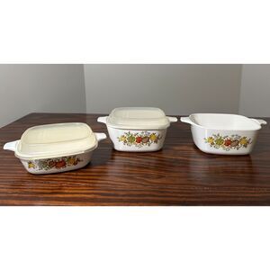 VTG Corning Ware "Spice of Life" Petite Pan Casserole, P-41-B & P-43-B (2) w/Lid
